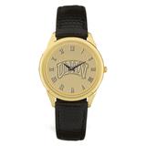 UNLV Rebels Gold Medallion Black Leather Wristwatch