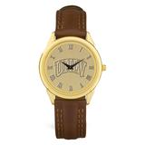 UNLV Rebels Gold Medallion Brown Leather Wristwatch
