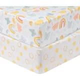 Sammy & Lou 2-Pack Microfiber Fitted Crib Sheets, Butterfly Sun