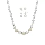 Kim Rogers® Silver Tone White Pearl 2 Earrings Textured Beaded Necklace Set