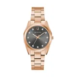 Bulova Women's Surveyor Diamond Accent Rose Gold-Tone Stainless Steel Bracelet Watch