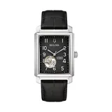 Bulova Men's Sutton Automatic Black Leather Strap Watch