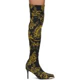 Scarlett Regalia Baroque Print Over-the-knee Boots - Black - Versace Jeans Boots