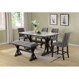 Lark Manor™ Eliann 6 - Person Counter Height Dining Set Wood/Upholstered Chairs in Brown, Size 36.0 H in | Wayfair E15B9D4FA83F41D4B46747D37E1FB5B6
