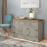 Gracie Oaks Christensen 51.97" Wide 2 Drawer Pine Solid Wood Buffet Table Wood in Gray, Size 31.73 H x 51.97 W x 16.93 D in | Wayfair