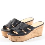 Nine West Shoes | || Nine West || Vivica Platform Cork Wedge Sandal Shoes | Color: Black | Size: 6.5