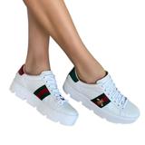 Gucci Shoes | Gucci Ace Embroidered Platform Sneaker With Bees Red & Green Sax Fifth Avenue | Color: Green/Red | Size: 36.5