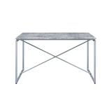 Ivy Bronx Industrial Style Dining Table w/ Waterproof Coat,Practical & Fashionable,Easy To Clean (Faux Concrete & Silver) Wood/Metal in Brown/Gray