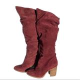 Nine West Shoes | Nine West Wine Abee Knee Boot Suede Size 6.5 | Color: Purple/Red | Size: 6.5