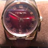 Michael Kors Accessories | Michael Kors Red Leatherred Face With Gold Watch. New Condition Box -Booklet | Color: Gold/Red | Size: Os