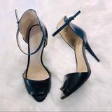 Nine West Shoes | Nine West Open Toe Heel Sandals Color Block Navy Blue And Black Peep Toe | Color: Black/Blue | Size: 7