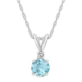 "14k Gold Aquamarine & Diamond Accent Pendant Necklace, Women's, Size: 18"", Blue"