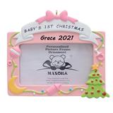 Maxora kids Photo Frame Ornament Personalized Baby's 1st for Babies Newborn Baby Ceramic/Porcelain in Pink, Size 0.5 D in | Wayfair Worldwide911G