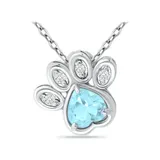Belk & Co 3/4 Ct. T.w. Blue And White Topaz Paw Necklace, Sterling Silver