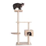 Gleepet 57" Beige Real Wood Cat Tree With Playhouse And Perch by Armarkat in Beige