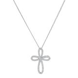 "Sterling Silver 1/2 Carat T.W. Diamond Cross Pendant Necklace, Women's, Size: 18"", White"