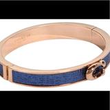 Coach Jewelry | Coach Rose Gold Midnight Signature Push Hinged Bangle Bracelet | Color: Blue/Gold | Size: Os