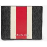 Logo Stripe Billfold Wallet With Passcase - Black - Michael Kors Wallets
