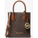 Mercer Extra-small Logo And Leather Crossbody Bag - Brown - Michael Kors Shoulder Bags