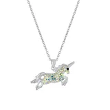 Infinity Silver 16 Inch Boxed Fine Silver Plated Crystal Pavé Unicorn Necklace