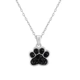 Infinity Silver Women's 18 Inch Fine Silver Plated Black Crystal Pavé Paw Necklace