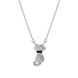 Infinity Silver Women's 18 Inch Fine Silver Plated Crystal Pavé Cat Necklace