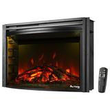 Charlton Home® Prine Curved Electric Fireplace Insert in Black, Size 18.5 H x 26.8 W x 10.4 D in | Wayfair EF-BLT10