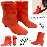 Free People Shoes | Free People Adella Red Suede Leather Booties Almond Toe Mid-Calf Fashion Boot 37 | Color: Orange/Red | Size: Various