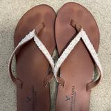 American Eagle Outfitters Shoes | American Eagle Lace Flip Flops | Color: White | Size: 8