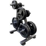 335-Pound Rubber Grip Weight Plate Set with Storage Rack