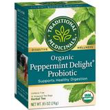 Organic Peppermint Delight Probiotic Tea, 16 Tea Bags, Traditional Medicinals Teas