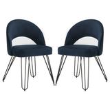 Everly Quinn Brookelyn Velvet Retro Side Chair Upholstered in Blue, Size 32.0 H x 22.0 W x 25.0 D in | Wayfair F175EFDD57074E7B92A5EEC42751820D