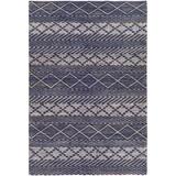 Union Rustic Aichinger Geometric Handmade Flatweave Cotton/Jute Navy/White Area Rug Cotton/Jute & Sisal in Blue/Brown/Navy, Size 72.0 W x 0.02 D in