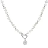 "PearLustre by Imperial Freshwater Cultured Pearl & Crystal Bead Toggle Clasp Necklace, Women's, Size: 18"", White"