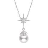 "PearLustre by Imperial Freshwater Cultured Pearl & White Topaz Star Pendant Necklace, Women's, Size: 18"""