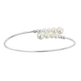 "PearLustre by Imperial Sterling Silver Freshwater Cultured Pearl Bead Cuff Bracelet, Women's, Size: 7.5"", White"