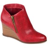 Women's Women's Tru Comfort Foam Glam Wedge Bootie by Journee Collection in Red (Size 8 M)