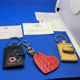 Coach Accessories | Coach Signature Picture Frame Keychain Key Fob Black Patent Leather 3 Key Charm | Color: Black/Red | Size: Os