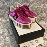 Gucci Shoes | Gucci Ace Sneakers With Crystal Platform | Color: Pink | Size: 38