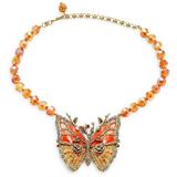 Brass Ox Plated, Crystal, Rhinestone & Glass Beads Butterfly Necklace - Metallic - Heidi Daus Necklaces