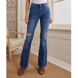 Suzanne Betro Weekend Women's Denim Pants and Jeans 101DARK - Dark Wash Distressed Harper Boot-Cut Jeans - Women & Plus