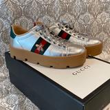 Gucci Shoes | Gucci Ace Platform Sneakers | Color: Silver | Size: 37
