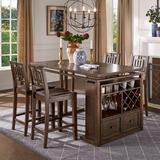 Lark Manor™ Coblenz Tanner Dark Oak Wood Counter Height Dining Set w/ Cabinet Wood in Brown, Size 36.0 H in | Wayfair 656-36AK[6PC]W1