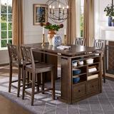 Lark Manor™ Coblenz Tanner Dark Oak Wood Counter Height Dining Set w/ Cabinets Wood in Brown, Size 36.0 H in | Wayfair 656-36AK[7PC]W12