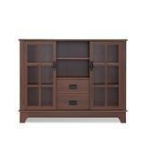 Longshore Tides Cabinet Features Both Open Storage & Drawer & Framed Glass Door Storage Console Table (Walnut) in Brown | Wayfair