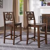 Lark Manor™ Linnea Ornate Back Counter Height Chairs Set Of 2 Wood in Brown, Size 40.0 H x 17.2 W x 20.1 D in | Wayfair