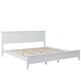 Red Barrel Studio® Modern White Solid Wood Platform Bed (Twin) Wood in Brown/White, Size 38.2 H x 76.37 W x 80.7 D in | Wayfair