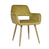 Everly Quinn Elliza Velvet Arm Chair Plastic/Acrylic/Wood/Upholstered/Velvet in Yellow, Size 30.7 H x 19.5 W x 16.9 D in | Wayfair