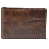 Derrick Leather Money Clip Bifold Wallet - Brown - Fossil Wallets
