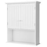Red Barrel Studio® Wall Mounted Bathroom Cabinet Medicine Cabinet Storage Organizer w/ 2 Doors & Adjustable Shelf Grey Wood in White | Wayfair